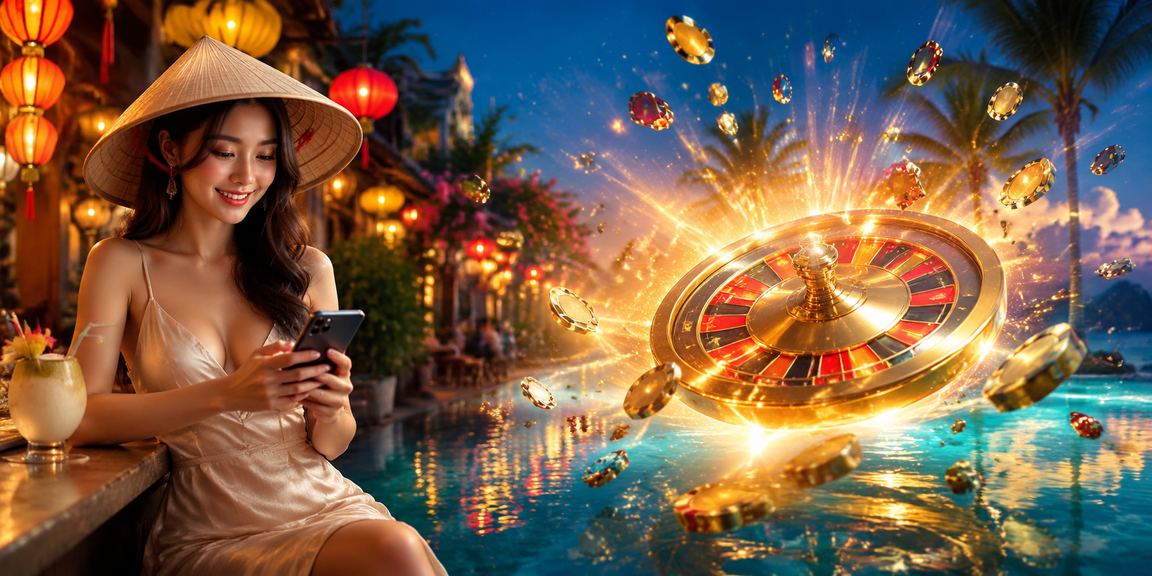 Không gian giải trí roulette tại Hà Nội với nón lá truyền thống Việt Nam
